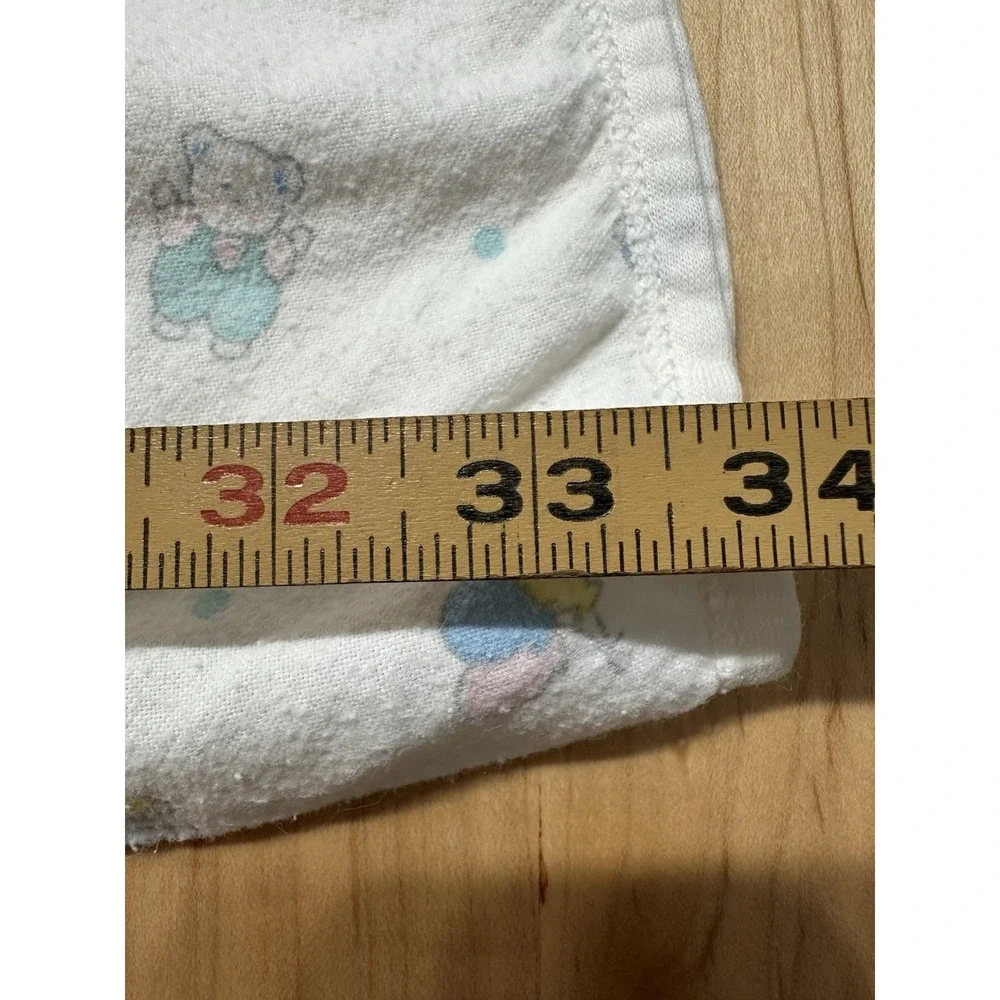 VTG Baby Oneita Pastel Cotton Flannel Receiving Blanket Bears Balloons USA